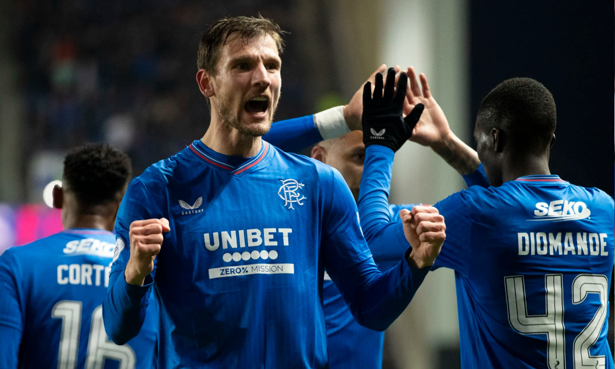 Borna Barasic celebrates after scoring against Ayr United