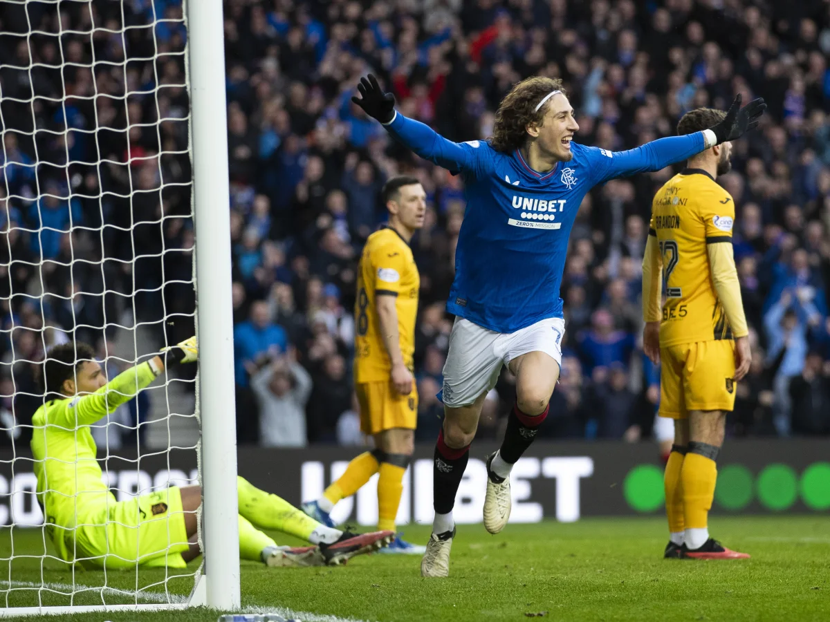 Fabio Silva Celebrates Scoring First Rangers Goal