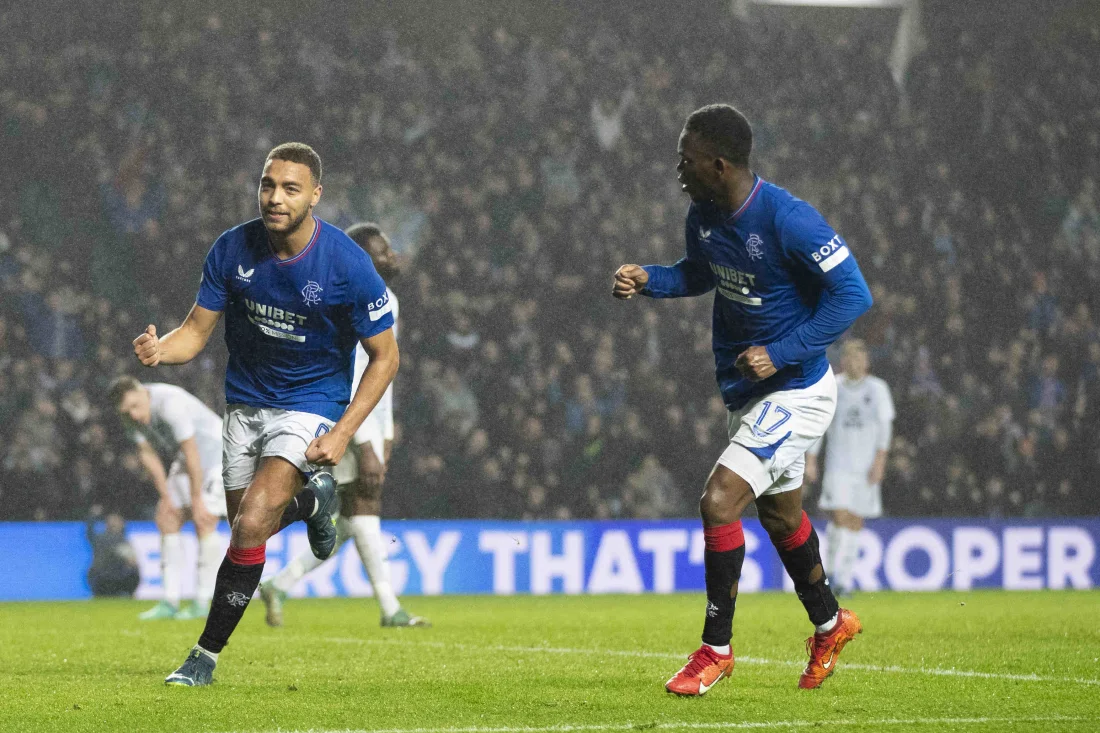 Cyriel Dessers Celebrates After Scoring Against Ross County